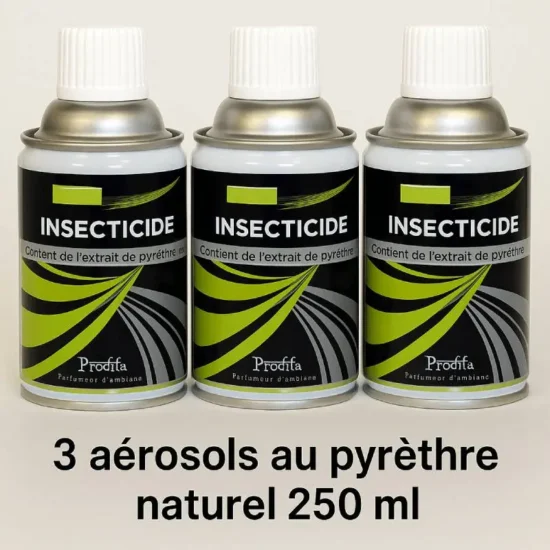 3 aérosols pyrèthre naturel 250 ml.
