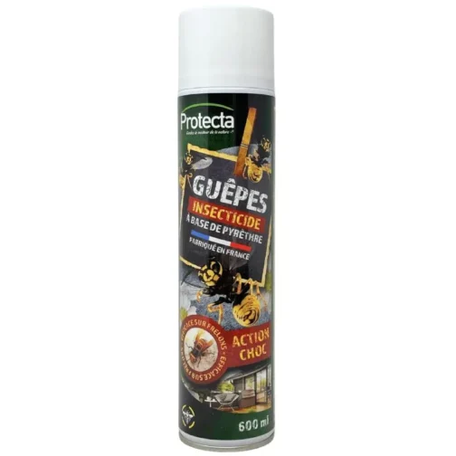 Aérosol insecticide au pyrèthre contre les guêpes et frelons à l'extérieur de la maison.
