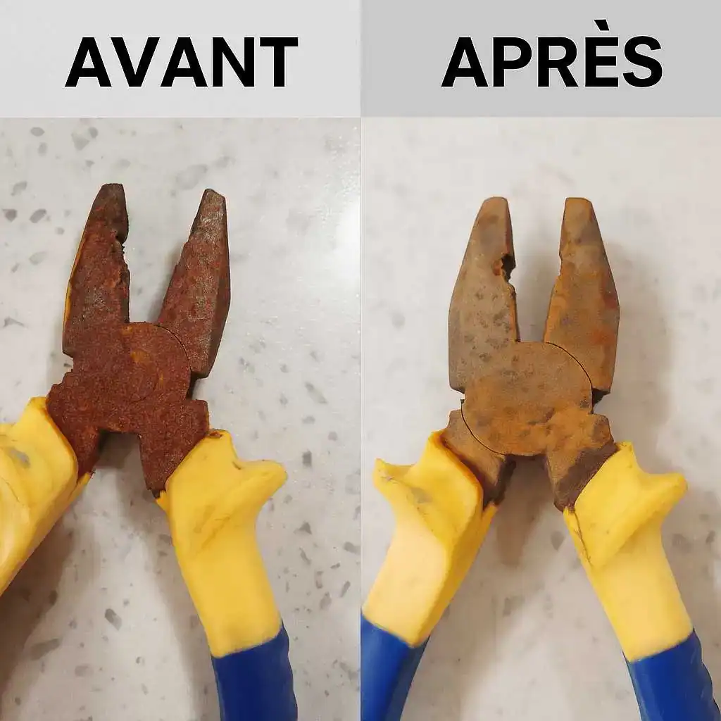 Usure des outils de coupe avant et après traitement de nettoyage professionnel.
