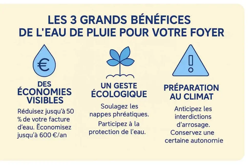 Les bénéfices d'utiliser l'eau de pluie.