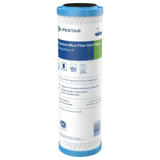 Cartouche charbon actif 1 micron pour traiter le chlore et chloramine dans l'eau.