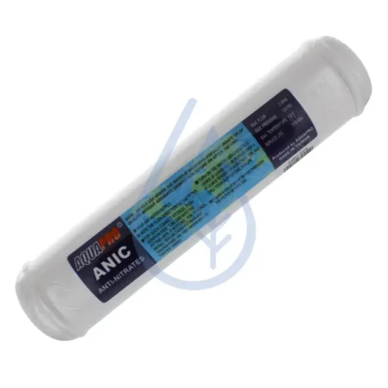 Cartouche anti-nitrates ANIC25 pour osmoseur et purificateur d'eau de boisson.