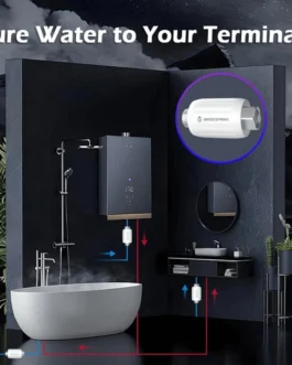 salle de bain avec inhibiteur de tartre pour votre douche.