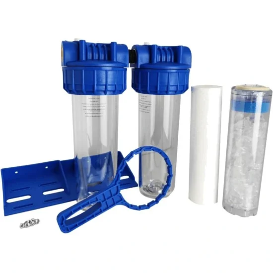 Double filtration eau dure 20 microns avec polyphosphates.
