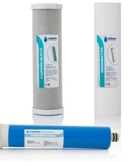 Kit 4 filtres dont 3 Charbon + Membrane 75 GPD Osmoseur 5 étapes
