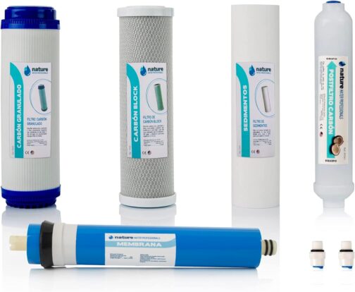 Kit cartouches osmoseur 5 niveaux avec membrane 75 gpd.