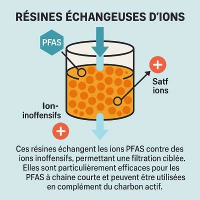 Résines échangeuses d'ions pour éliminer les Pfas.