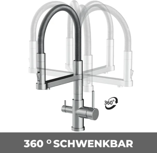 Robinet inox 360 degrés pour cuisine.
