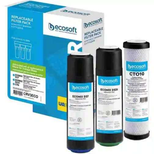 Kit Ecosoft pour purifier l'eau au robinet de cuisine.