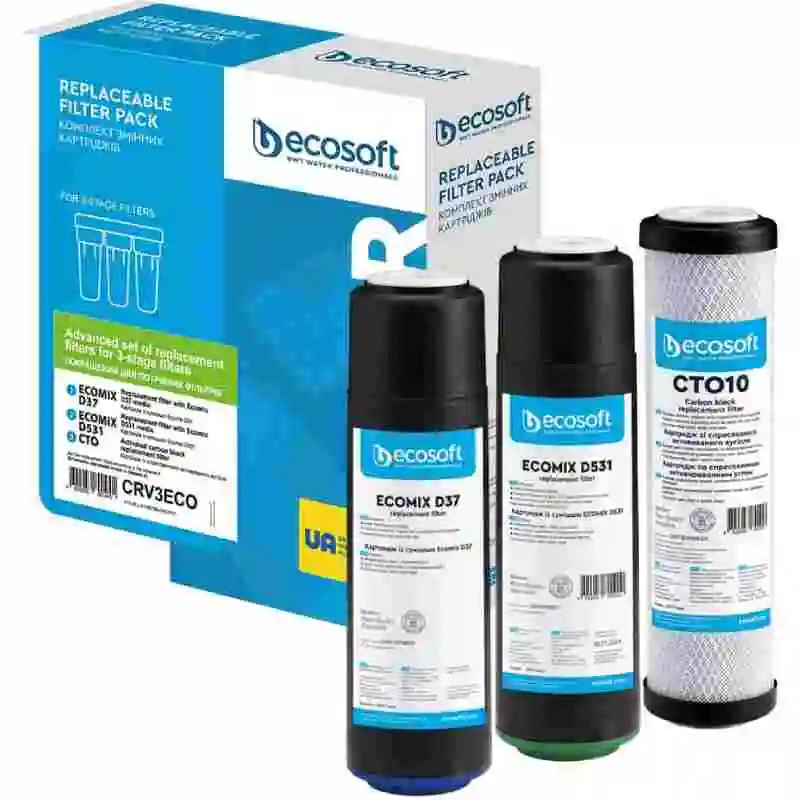 Kit Ecosoft pour purifier l'eau au robinet de cuisine.
