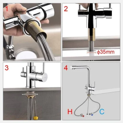 Installation du robinet 3 voies sur l'évier.
