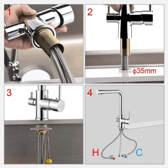 Installation du robinet 3 voies sur l'évier.