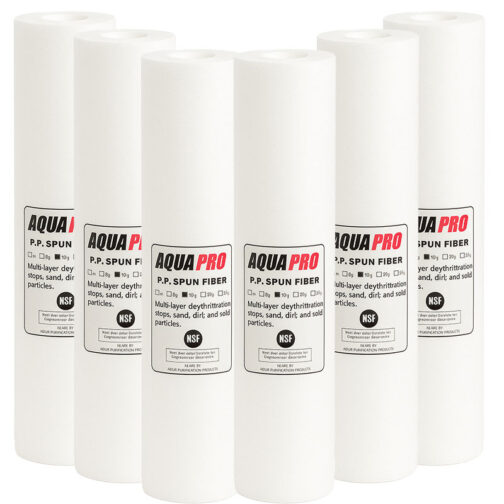 Lot de 6 cartouches 9 3/4 lisses 10 microns pour purificateur sous évier.