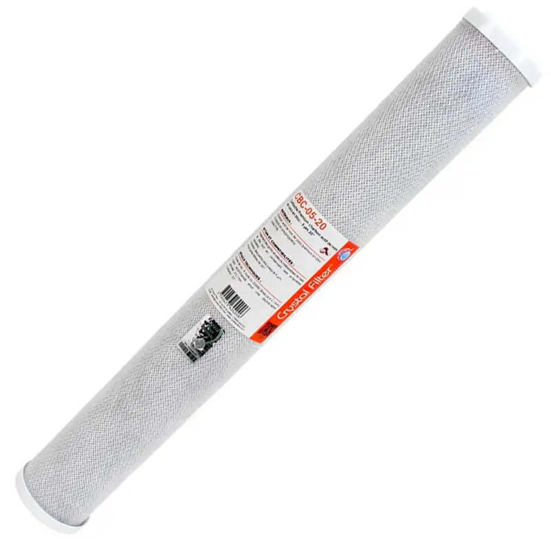Cartouche charbon bloc 20 pouces 5 microns pour traitement eau de pluie.