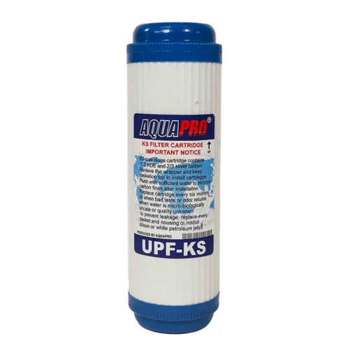 Cartouche au charbon actif avec KDF55 de 9 3/4 pouces pour traiter les substances chimiques dans l'eau de boisson.