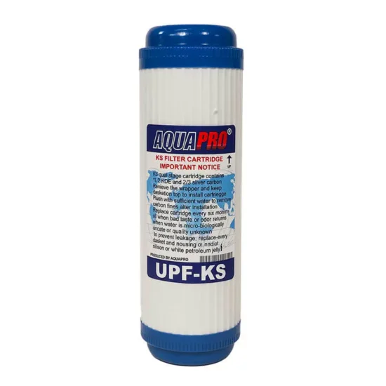 Cartouche au charbon actif avec KDF55 de 9 3/4 pouces pour traiter les substances chimiques dans l'eau de boisson.