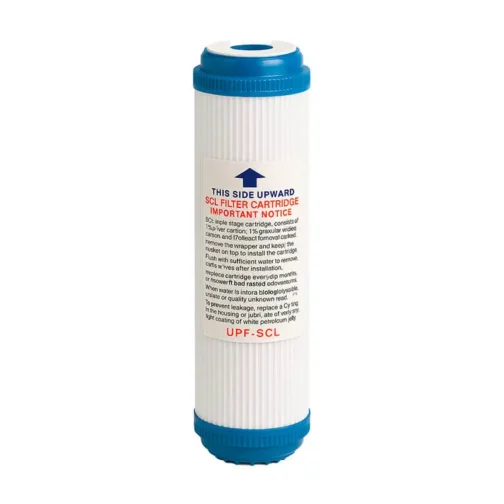 Cartouche charbon granulés avec argent pour traiter l'eau potable du robinet.