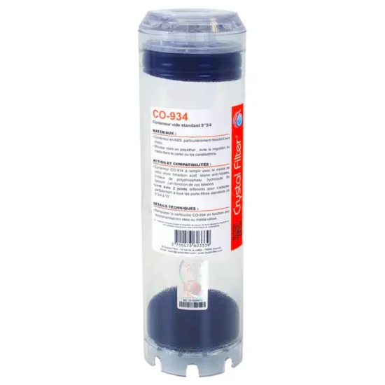 Cartouche vide à remplir de charbon actif, résine nitrate ou polyphosphates pour filtre à eau de 9 3/4 pouces.