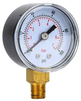 Manomètre vertical 1/8 pouce pour tête de filtre à eau.