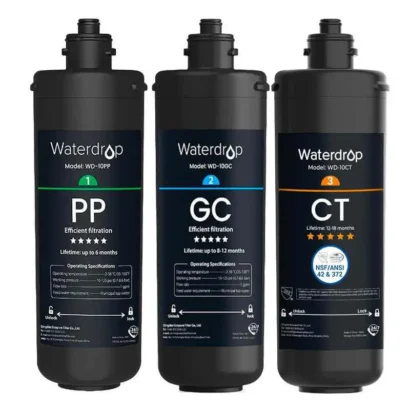 Lot de 3 filtres pour le purificateur d'eau sous évier TSB de Waterdrop.