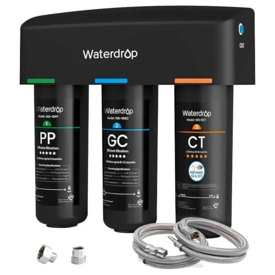 Purificateur sous évier Waterdrop spécial métaux-lourds et Pfas pour votre eau du robinet.