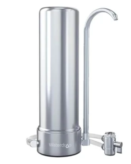 Purificateur inox 304 sur évier pour eau de boisson.