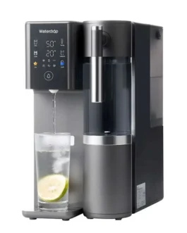 Fontaine eau osmosée froide et chaude avec cruche intégrée.