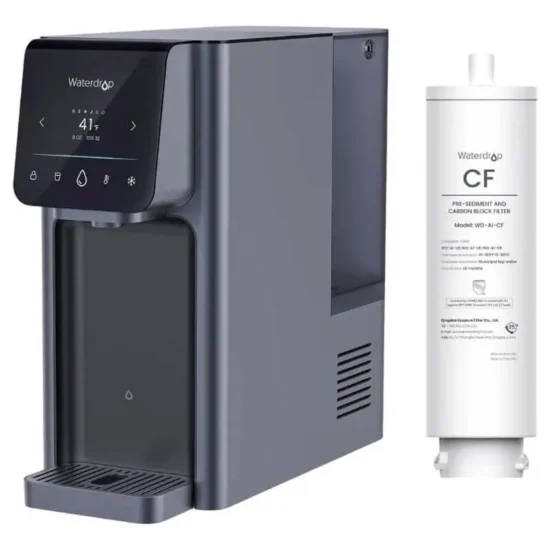 Distributeur d'eau pure froide et chaude avec cartouche CF supplémentaire.