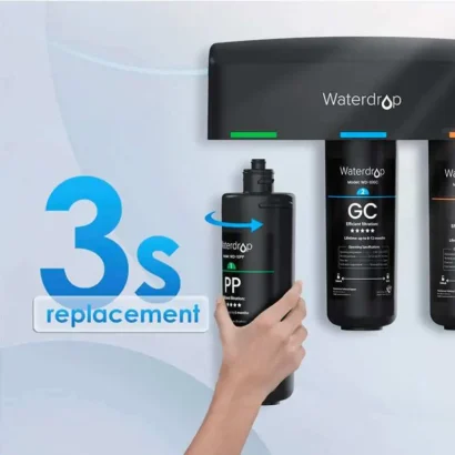 Remplacement en 3 secondes de la cartouche PP de waterdrop.