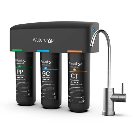 Triple filtration sous évier avec cartouche Waterdrop anti-Pfas.