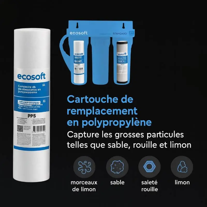 PPS-5-spun-Ecosoft - Boutique Diproclean Cartouche spun Ecosoft 5 microns polypropylène.