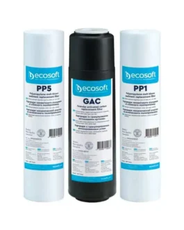 3 Cartouches d'osmoseur sous évier Ecosoft avec charbon actif granulés.