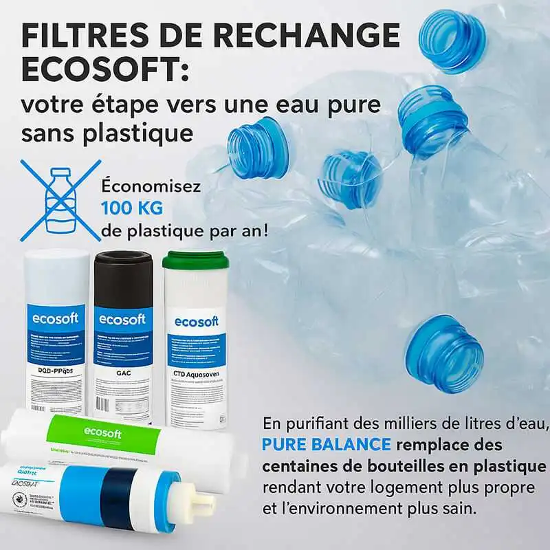Les filtres Ecosoft remplacent l'usage des bouteilles d'eau.