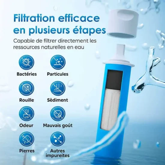 Filtre à eau de voyage à utiliser en survie.