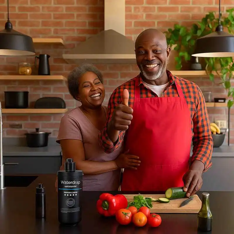 Homme et femme dans la cuisine.