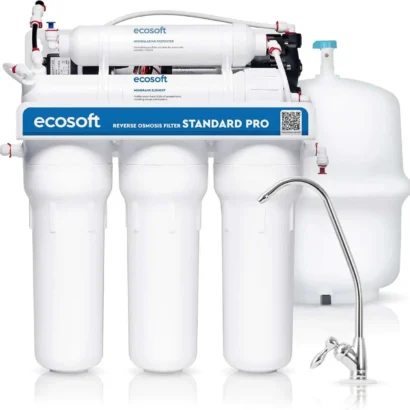 Osmoseur inverse domestique 75 GPD Ecosoft avec pompe booster.