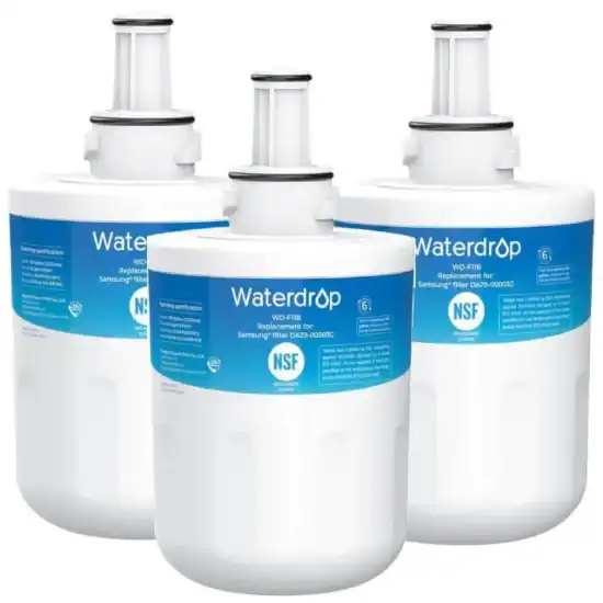 Filtre d'eau Waterdrop pour purificateur Samsung, eau propre et saine, référence WD-F11B, à remplacer facilement.
