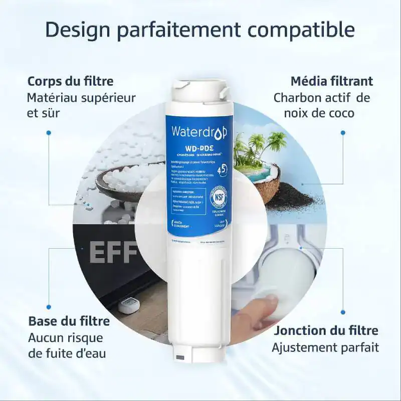 avantages-filtre-bosh-644845 - Boutique Diproclean Filtre à eau potable Waterdrop WD-DDE, systèmes compatible, filtre charbon actif, media filtrant coconut charcoal, qualité supérieure, sans risque de fuite, nettoyage facile, solution efficace pour eau pure.