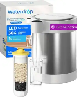 Filtre à eau Waterdrop, purificateur d'eau domestique, design compact en acier inoxydable, fonction LED, idéal pour une utilisation quotidienne dans la boutique Diproclean.