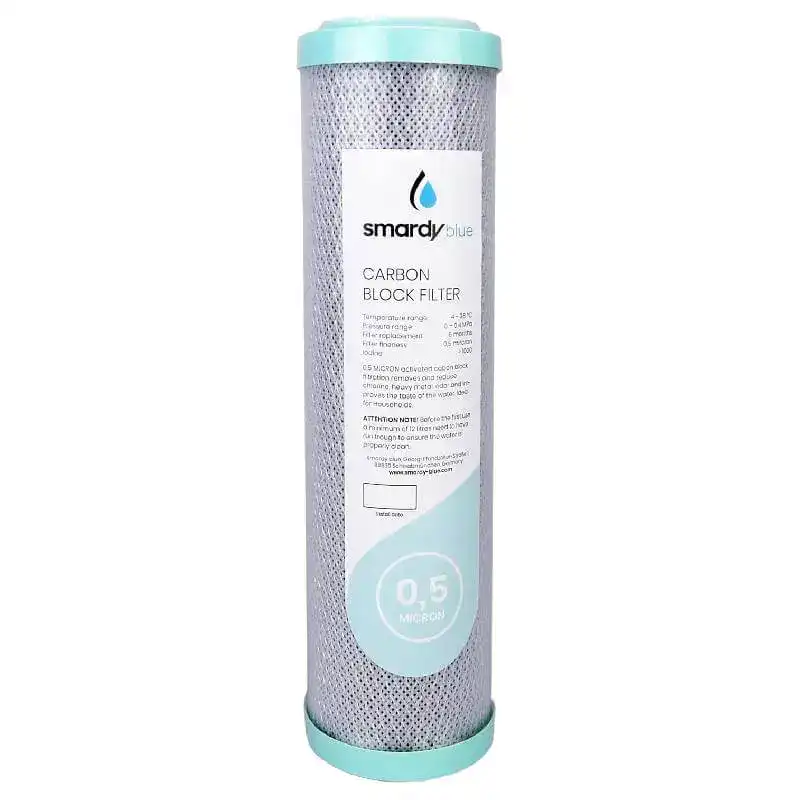 cartouche-charbon-05-934 - Boutique Diproclean Filtre charbon actif pour traitement de l'eau, compatible avec les systèmes Smardy Blue, filtration efficace à 0,5 micron, idéal pour maison et milieu professionnel - Diproclean.