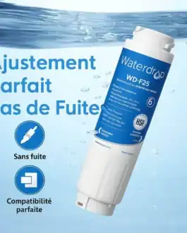 conception-filtre-bosh-Haier-F25 - Boutique Diproclean FiltreWaterdrop WD-F25 filtrant pour eau, sans fuite, compatibilité parfaite, améliore la qualité de l'eau potable.