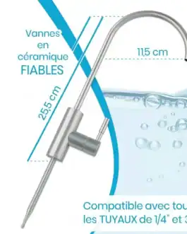 dimensions-robinet-chrome - Boutique Diproclean dimensions du robinet chromé pour osmoseur.