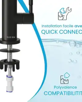 fixation-robinet-osmoseur - Boutique Diproclean Installation facile robinet cuisine avec Quick Connect, compatible avec de nombreux systèmes, assurant une étanchéité fiable et une perméabilité optimale, parfait pour la cuisine.