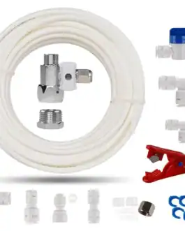 raccords-tube-frigo-osmoseur - Boutique Diproclean Flexible de raccordement pour machine à café, kit d'installation plomberie, tube en plastique PVC, avec raccords et accessoires.