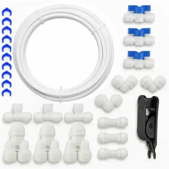 Flexible de nettoyage pour eau potable, filtres et raccords pour systeme de filtration d’eau domestique ou professionnelle. Kit complet de pièces pour installation et entretien de système de filtration.
