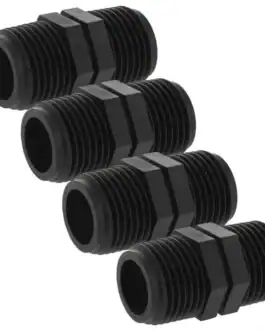 Vis de raccord en plastique noir pour tuyaux, accessoires pour plomberie et nettoyage industriel, adaptée aux systèmes de plomberie et d'entretien.