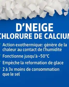 avantages-chlorure-calcium - Boutique Diproclean Détails sur la chlorure de calcium à base de neige, action exothermique, compatible avec -50°C, empêche la formation de glace, réduit la consommation par rapport au sel, produits de nettoyage professionnels Diproclean.