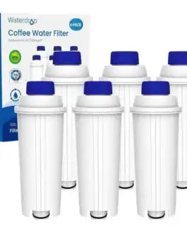Filtre à eau pour machine à café Waterdrop, pack de 6, compatible avec Delonghi, filtration BPA gratuite, filtration de haute qualité pour eau propre et saine, filtre de rechange 100L, idéal pour la maison ou le bureau.