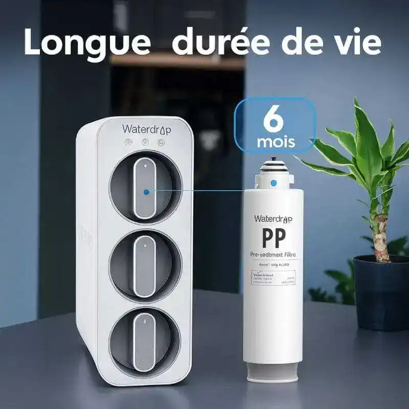 Filtres à eau pour bobines Waterdrop, filtration longue durée jusqu'à 6 mois, dédiée à la pureté et à la qualité de l'eau.