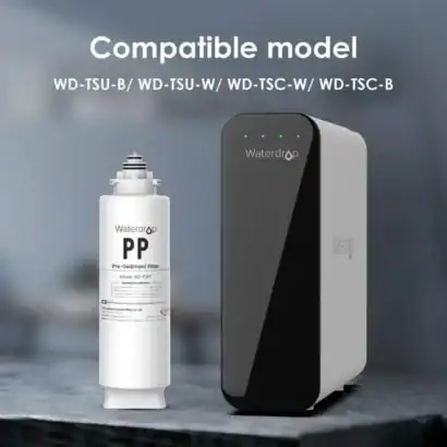 Filtre eau Waterdrop PP compatible avec modèles WD-TSU-B, WD-TSU-W, WD-TSC-W, WD-TSC-B, filtration efficace pour purificateur d'eau.